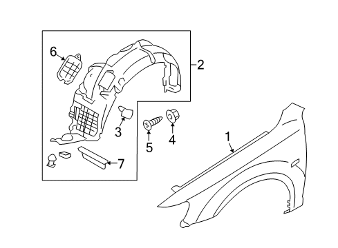 2007 Hyundai Azera Fender & Components Deflector-Front Wheel, LH Diagram for 86817-3L000