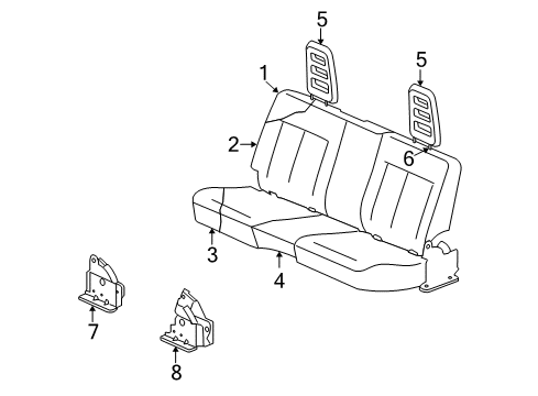 2008 Dodge Dakota Rear Seat Components Rear Seat Cushion Diagram for 1JL491J8AA