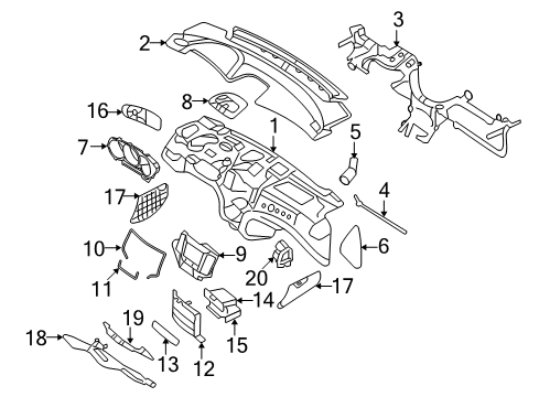 2009 Kia Optima Instrument Panel Bracket-Crash Pad Main Support Diagram for 847142G000