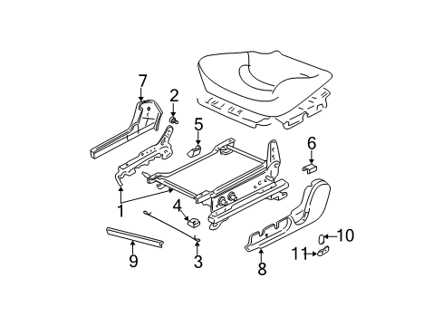 2001 Hyundai Sonata Tracks & Components Cover-Front Seat Mounting Rear Inner LH Diagram for 88567-38000-LT