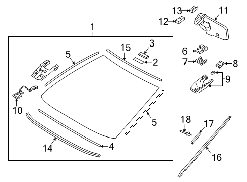 2020 Toyota Avalon Lane Departure Warning Lower Molding Diagram for 56153-06010