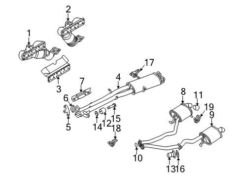2002 BMW X5 Exhaust Manifold Rear Muffler Right Diagram for 18107502185