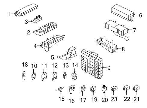 2010 Mercury Mariner Fuse & Relay Lower Panel Diagram for F4TZ-14A003-PA