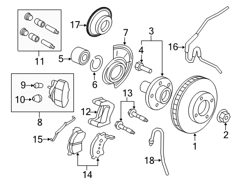 2008 Mercury Mariner Brake Components Rear Pads Diagram for 5U2Z-2V200-J