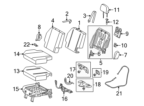 2012 Toyota Sienna Third Row Seats Control Cable Diagram for 72069-08010