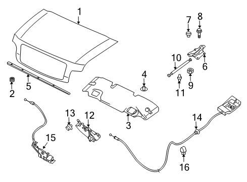 2004 Infiniti QX56 Hood & Components Hood Lock Control Cable Assembly Diagram for 65621-ZR00A