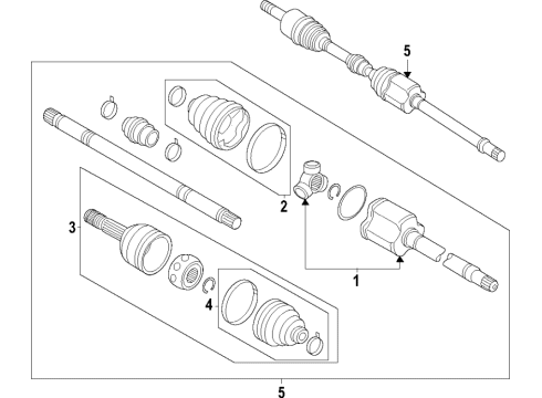 2021 Nissan Sentra Front Axle, Axle Shafts & Joints, Drive Axles Seal Oil-Differential Diagram for 38342-3VX0B