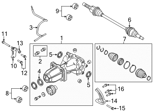 2013 Lincoln MKT Axle Components - Rear Differential Assembly Diagram for S-152-D