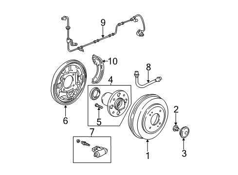 2002 Honda Civic Anti-Lock Brakes Plate, Left Rear Brake Back Diagram for 43120-S5A-003