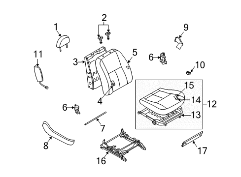 2004 Infiniti G35 Power Seats Pad-Front Seat Cushion Diagram for 87311-AM500
