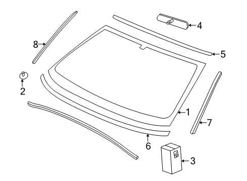 2004 Saturn L300 Windshield Glass, Reveal Moldings Mirror Inside Diagram for 22905185