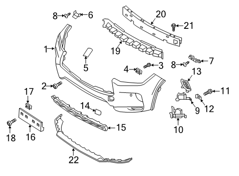 2021 INFINITI QX50 Bumper & Components - Front Finisher-Front Bumper Diagram for 62256-5NA1A
