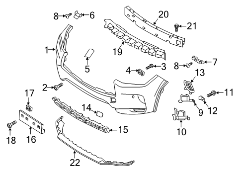 2021 INFINITI QX50 Bumper & Components - Front Front Bumper Set Diagram for FBM22-5NA0J