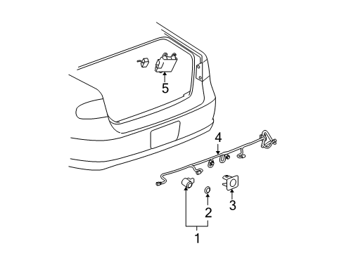 2009 Buick Lucerne Electrical Components Rear Object Alarm Module Assembly Diagram for 20903653