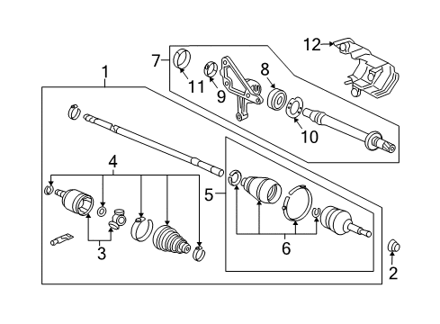 2010 Acura TL Drive Axles - Front Joint Set, Inboard Diagram for 44310-TK5-405