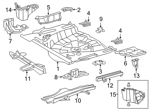 2016 Lexus CT200h Rear Body - Floor & Rails Pan, Rear Floor Diagram for 58311-76010