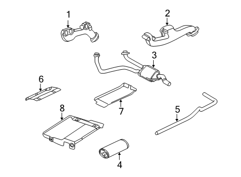 1994 Dodge B150 Exhaust Manifold Exhaust Pipe Diagram for 52020053