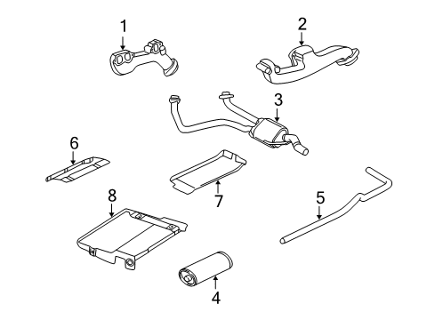 1994 Dodge B150 Exhaust Manifold Muffler Diagram for 52019423