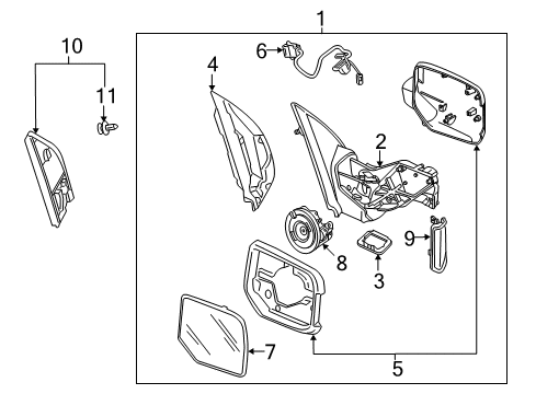2013 Honda Pilot Mirrors Cap, R. Base (Outer) *NH70* (BLACK GLOSS 20) Diagram for 76211-SZA-A01ZA