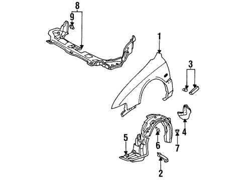 1996 Honda Accord Fender & Components, Exterior Trim Fender, Right Front (Inner) Diagram for 74101-SV4-010