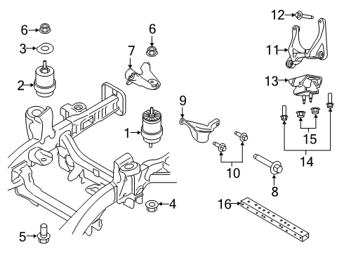 2019 Ford Ranger Engine & Trans Mounting Motor Mount Diagram for JB3Z-6A065-A