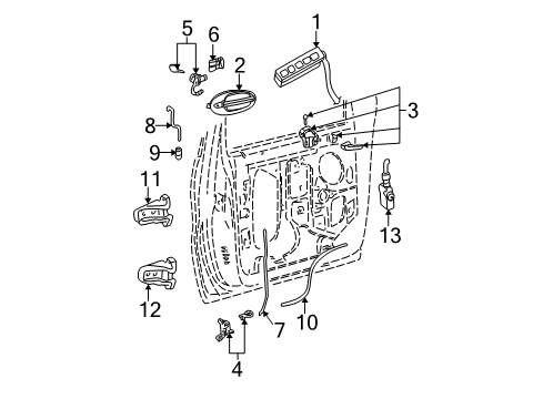 2005 Ford Freestar Front Door - Lock & Hardware Latch Diagram for 5F2Z-17219A65-AB