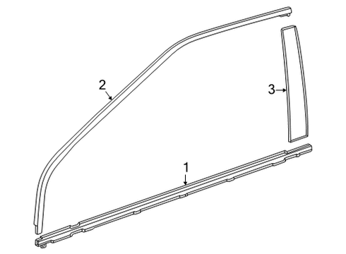 2018 Toyota Mirai Exterior Trim - Front Door Frame Molding Diagram for 75072-62010