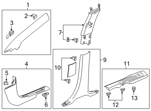 2017 GMC Acadia Interior Trim - Pillars, Rocker & Floor Weatherstrip Pillar Trim Diagram for 84178746
