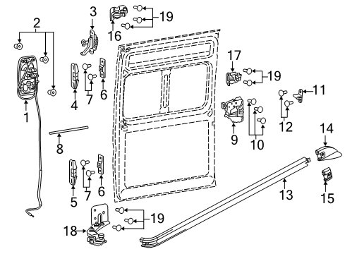 2014 Ram ProMaster 2500 Rear Door Clip-ATTACHING Diagram for 68202408AA