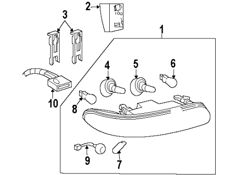 1998 Oldsmobile Intrigue Bulbs Harness Asm-Fwd Lamp Wiring Diagram for 12164232