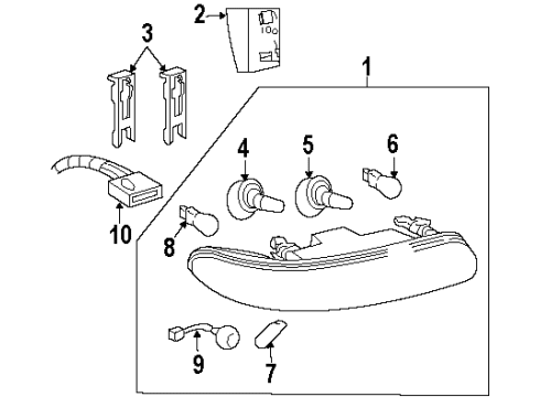 2002 Oldsmobile Intrigue Bulbs Composite Headlamp Diagram for 19244693