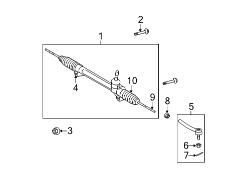 2012 Toyota Highlander Steering Gear & Linkage Rod Assy, Tie, LH Diagram for 45470-49025