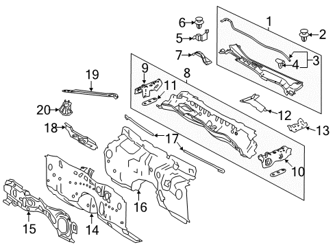 2021 Lexus RC300 Cowl INSULATOR, Dash Panel Diagram for 55223-24091
