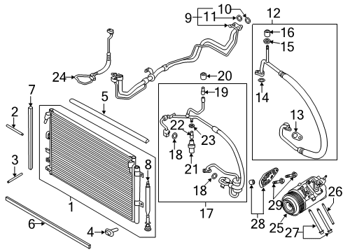 2022 Ford Edge A/C Condenser, Compressor & Lines Lower Seal Diagram for K2GZ-2021702-B