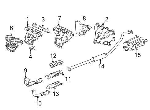 1999 Honda CR-V Exhaust Components Muffler Set, Exhuast Diagram for 18030-S10-A00