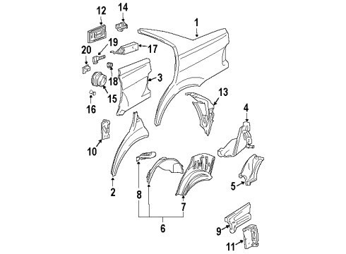 1992 BMW 318i Quarter Panel & Components Spring Diagram for 51171888374