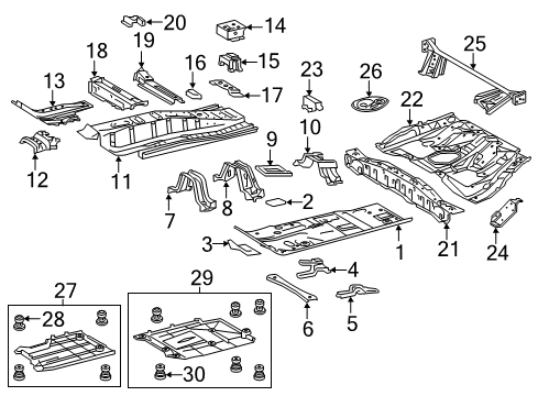 2018 Toyota Corolla iM Pillars, Rocker & Floor - Floor & Rails Center Panel Side Reinforcement Diagram for 57043-12020