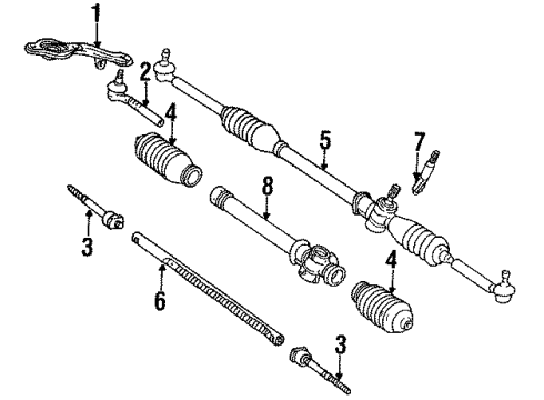 1985 Toyota Celica Power Steering Rack, Steering Diagram for 45521-14042