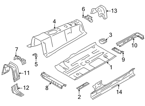 2022 Toyota GR86 Floor & Rails Center Floor Pan Diagram for SU003-09494
