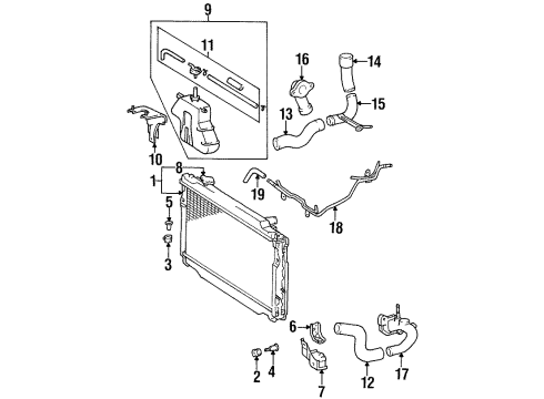 1997 Lexus LX450 Radiator & Components Outlet, Water Diagram for 16304-66020