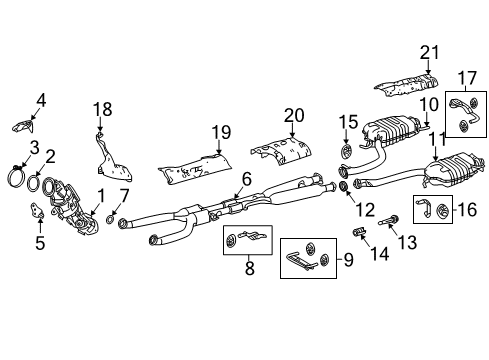 2020 Lexus LS500 Exhaust Components INSULATOR Sub-Assembly Diagram for 58046-50010