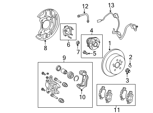 2011 Toyota Sienna Anti-Lock Brakes Rotor, Brake Rear Diagram for 42431-0E020