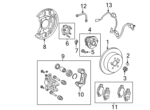 2011 Toyota Sienna Anti-Lock Brakes Mounting, Disc Brake Cylinder, LH Diagram for 47822-0E020