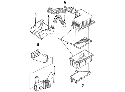 1989 Ford Ranger Filters Air Cleaner Assembly Diagram for E97Z9600B