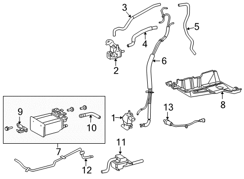 2009 Toyota Sienna Emission Components Vapor Hose Diagram for 23826-0P100