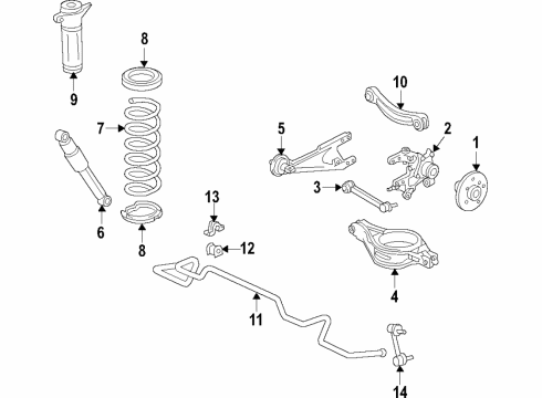 2020 Toyota Avalon Rear Suspension Components, Upper Control Arm, Ride Control, Stabilizer Bar Coil Spring Diagram for 48231-07160
