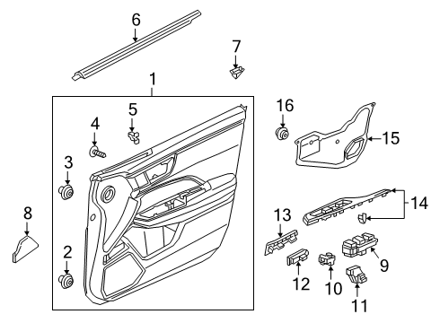 2020 Honda Clarity Mirrors Clip, Garnish (Apple Green)(Seal) Diagram for 91560-TRT-003