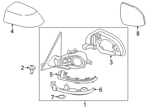 2017 BMW X4 Bulbs Exterior Mirror Without Glass, Heated, Left Diagram for 51167396039