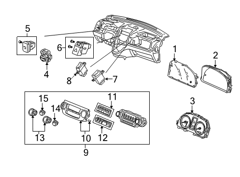 2011 Honda CR-V Cluster & Switches, Instrument Panel Control Assy., Heater *NH167L* (GRAPHITE BLACK) Diagram for 79500-SWA-A02ZA