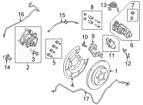 2014 Ford Focus Rear Brakes Caliper Support Diagram for BV6Z-2B511-B